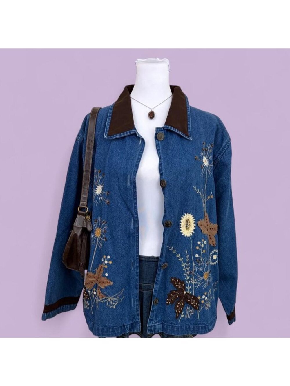 90s denim autumnal cottagecore jacket
